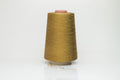 Luxurious deep bronze yarn with a distinct spiral twist, showcasing a radiant metallic sheen and smooth, tightly spun fibers.