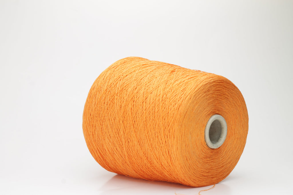 Lino yarn 100%, Nm 2/18, Loro Piana yarn on Cone, Color Orange. Pr 100 gr