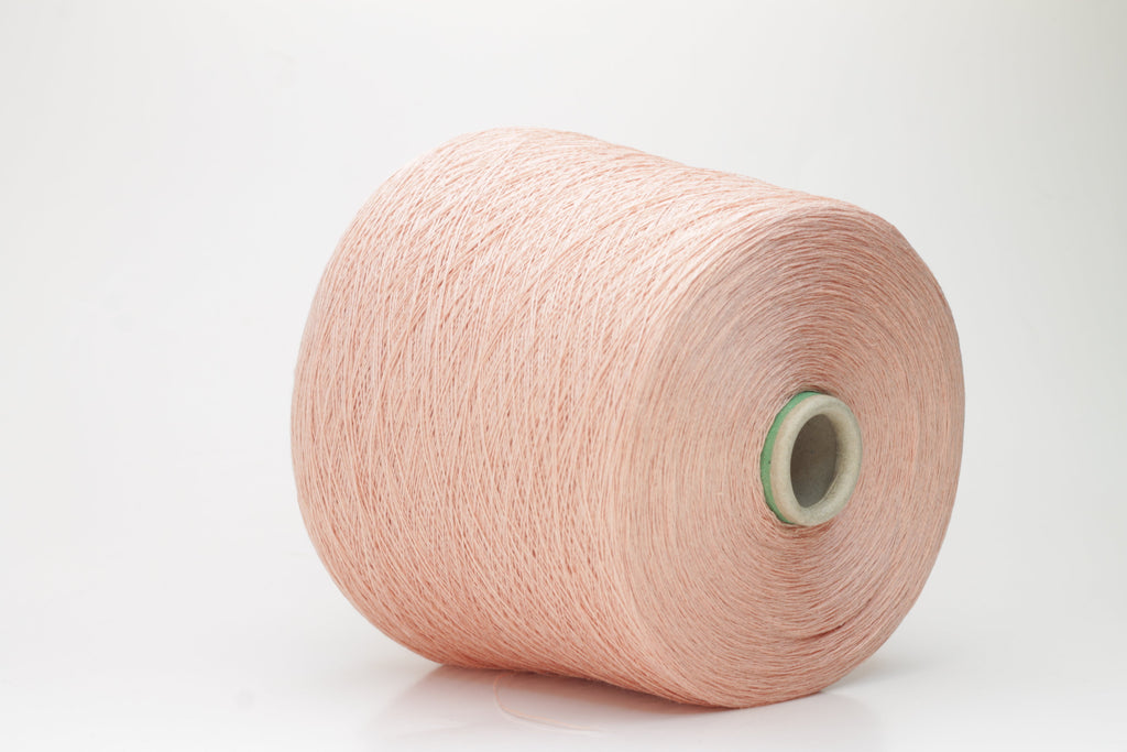 Lino yarn 100%, Nm 2/26, Loro Piana yarn on cone, Color Rosa. Per 100 gr