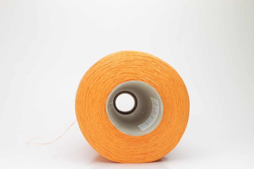 Lino yarn 100%, Nm 2/18, Loro Piana yarn on Cone, Color Orange. Pr 100 gr